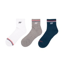 Yonex Sports Socks Quarter 2024 white/grey/blue men's - 3 pairs